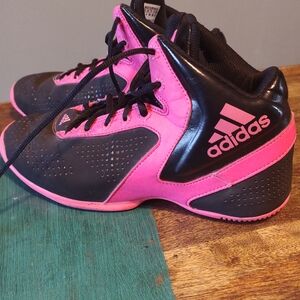 Adidas Black and Pink High-Top Sneakers